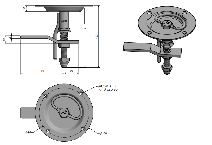 ROCA 421860 LUUKUN SALPA RST &Oslash; 100 mm  AISI316                    